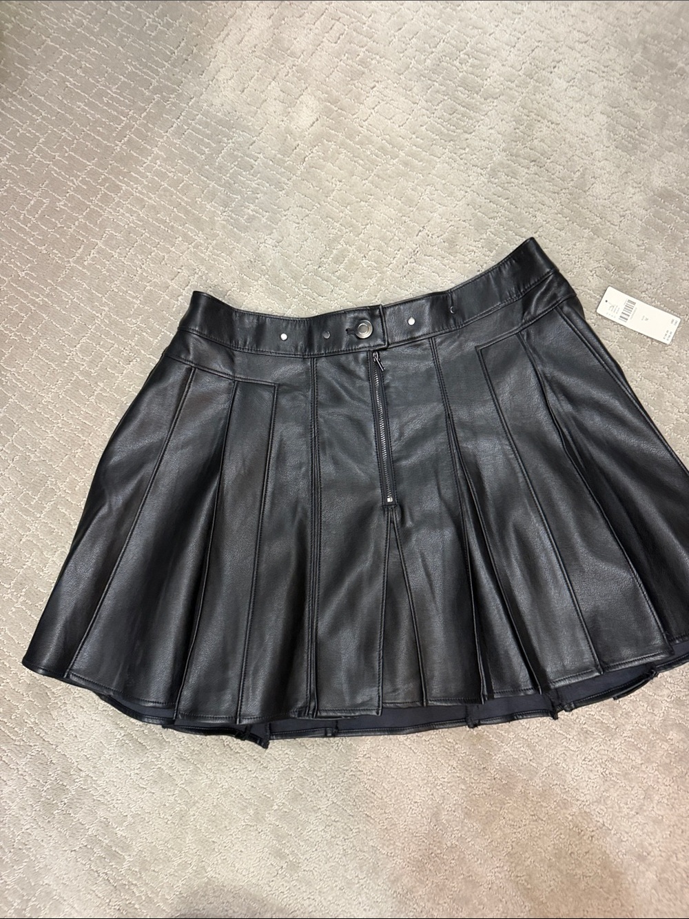 Anthropologie Black Faux Leather Circle Skirt